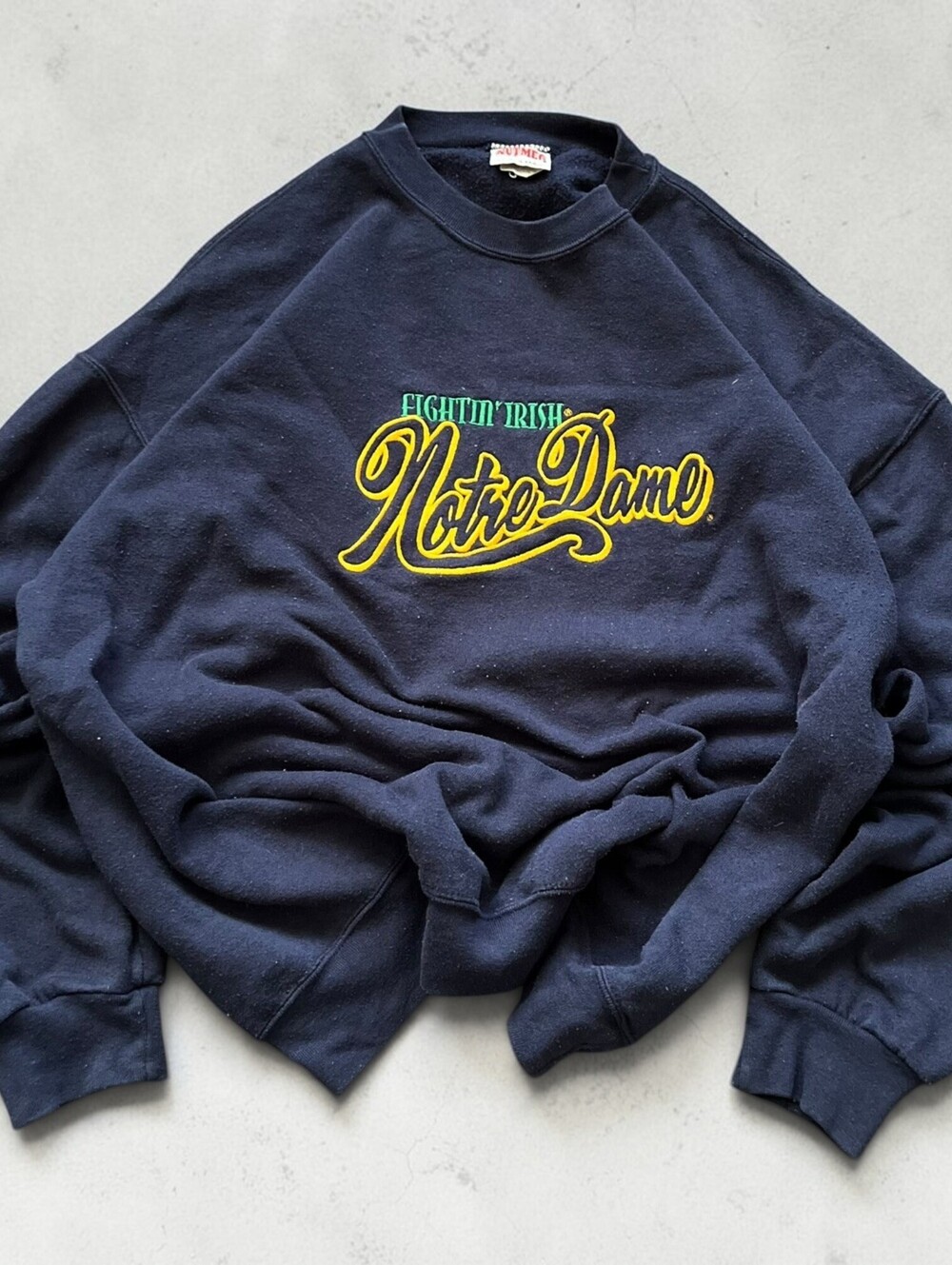 Vintage 90s Notre Dame Collegiate Crewneck Sweater Nutmeg Athletic XL Sewatshirt